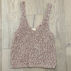 Harper Knit Tank Top - Brown and Cream